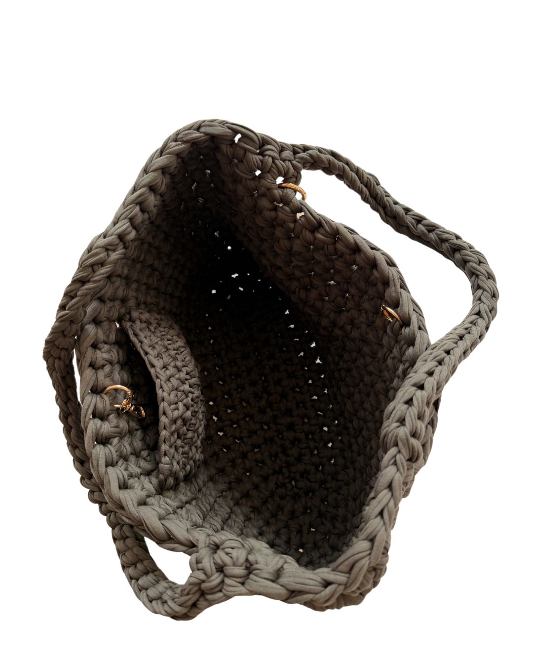Shoulder Bag Khaki w Pocket & Charm