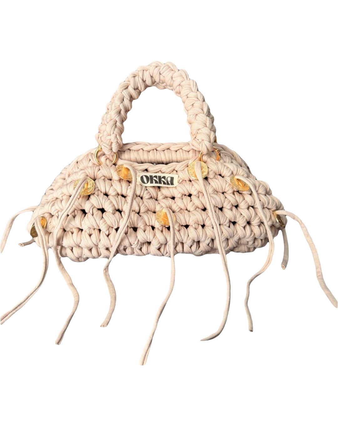 Clutch Beige w Detached Handles & Metal Plates